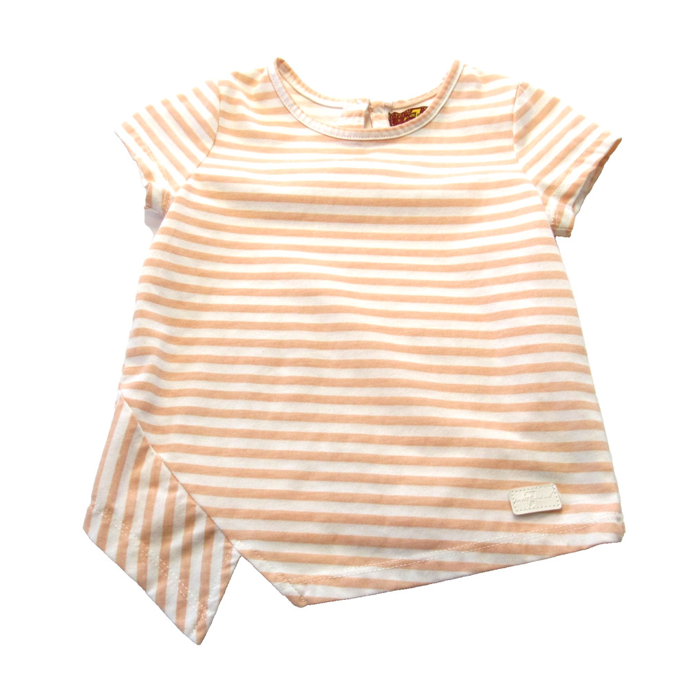 7 For All Mankind Girls Shirt 3T Striped Orange White Short Sleeve